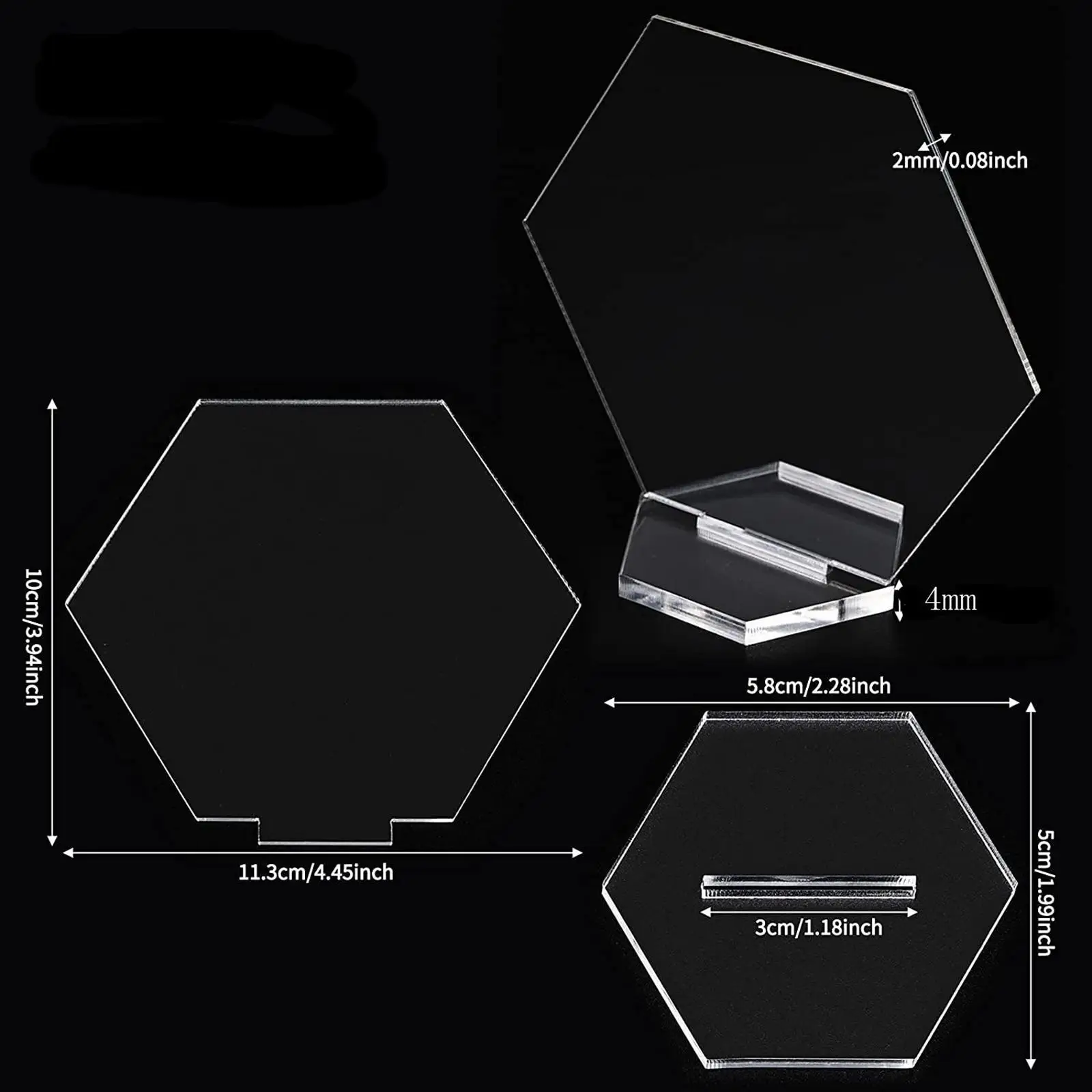 Clear Hexagon Acrylic Name Card for Wedding Seating Chart Reception Party Table Decor - view 2