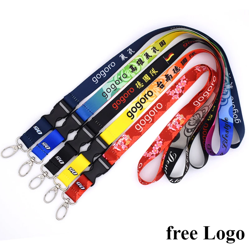 

50pcs Free Logo Colorful Printing 2cm Width Hanging Ropes Nylon Lanyards with Logo Key Strap Badge Holder Staff ID Cards Sling