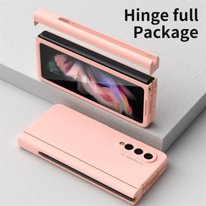 With Pen Slot Case For Samsung Z Fold 2 3  6 5 Skin Feel Fold4 Shockproof Cover Holder Hard PC Protection For Galaxy Fold6 Shell