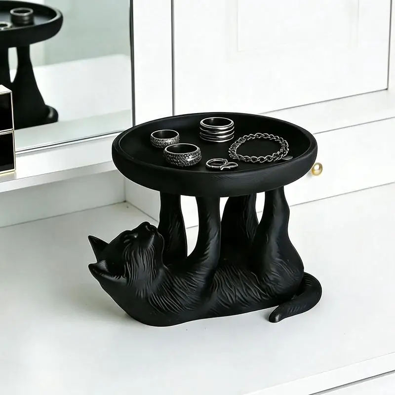 3D Printing Black Cat Jewelry Tray With Cute Design And Smooth Surface Perfect For Vanity Desk Storing Rings Earrings Necklaces