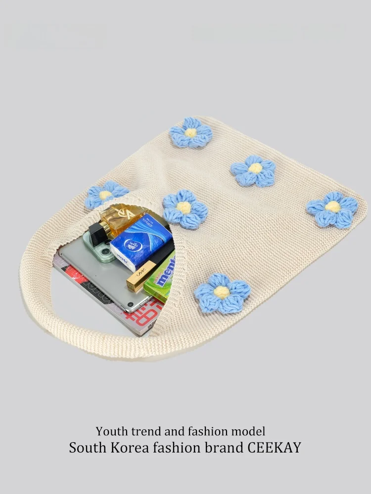 Ceekay Casual Summer Floral Tote Bag Women's Large Capacity Beach Vacation Handbag Underarm Casual Chic Style Soft Square Shape
