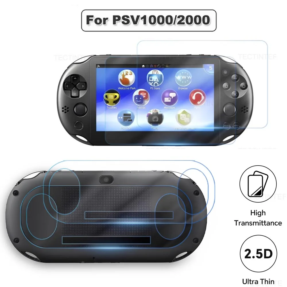 Tempered Glass for Sony PS Vita PSV 1000 Clear Full HD Screen Protector Front+Back Cover Protective Film Guard for PS Vita 2000