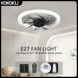 Ventilador de techo LED moderno con viento fuerte y atenuación remota silenciosa E27, luz decorativa para sala de estar y dormitorio