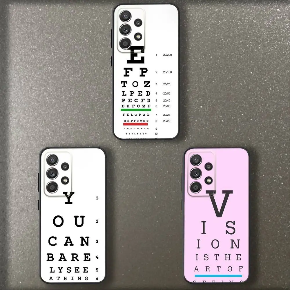 

Medical Eye Chart Phone Case For Samsung S 25,24,23,22,30,21,10,9,Ultra,Plus,Lite,FE,4,5 G Soft Black Case