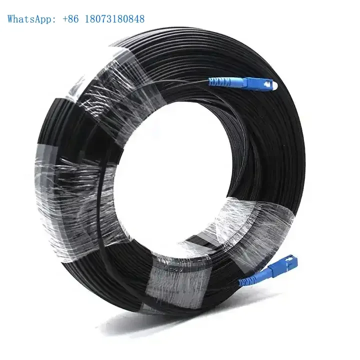 OPTICTIMES 100M 200M OUTDOOR PRE CONNECTED SC APC UPC  SM G657A 1 CORE FLAT DROP CABLE FIBER OPTIC FTTH DROP PATCH CORD