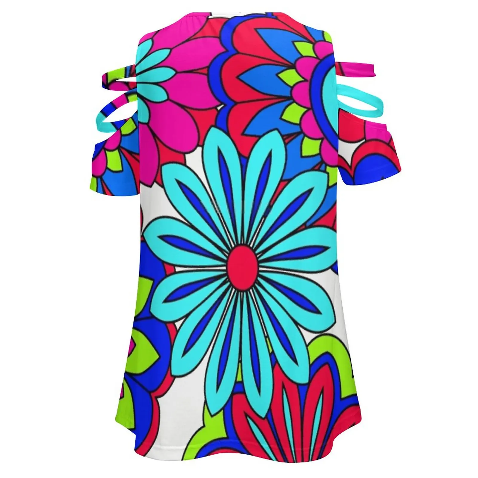 女性のための花柄の半袖トップ,新しいファッション,花柄,ヒッピー,ヒッピー,スイング