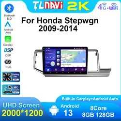 Car Radio Android 13 Screen For Honda Stepwgn 2.0 RK 2009 2010 - 2014 Right Hand Drive Multimedia Video Player GPS Navigation