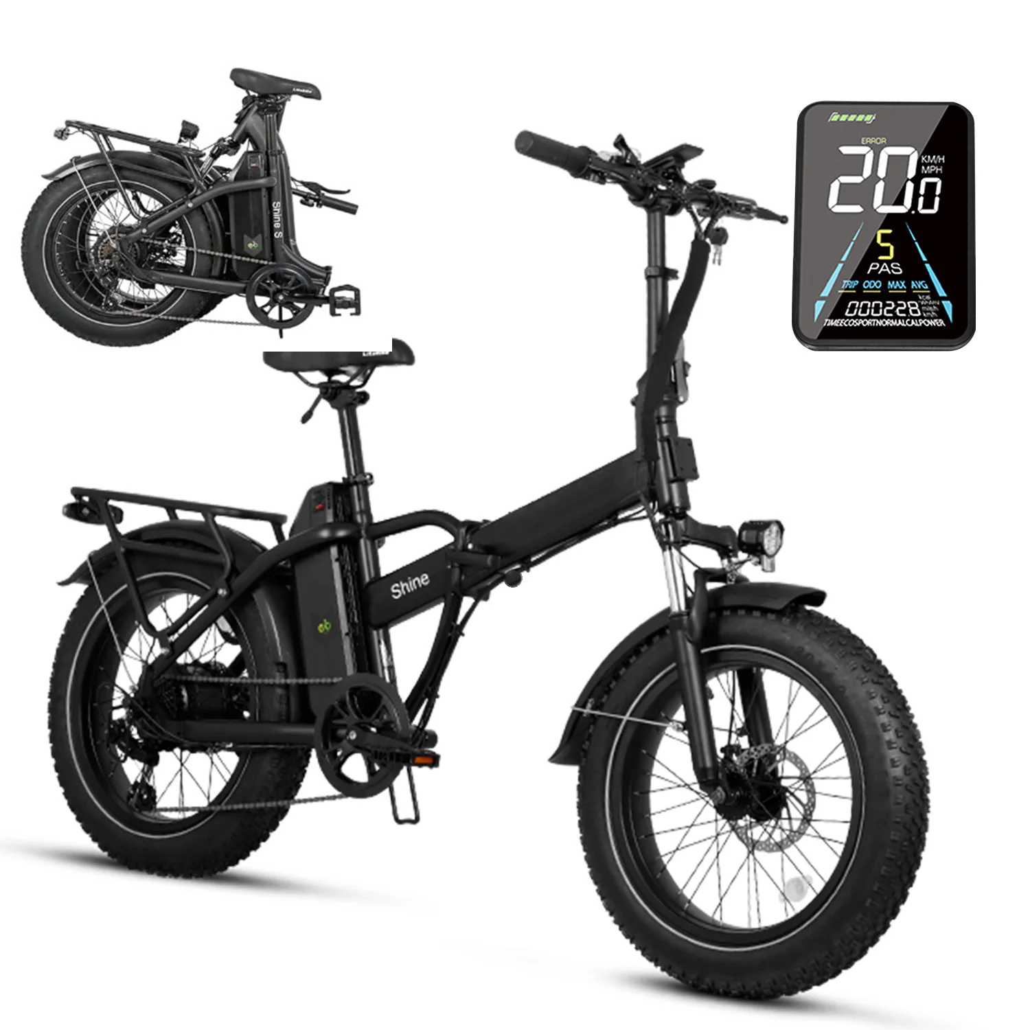 Adult folding electric bicycle with multiple riding modes, 34 miles, dual brake carbon steel material, detachable lithium batter