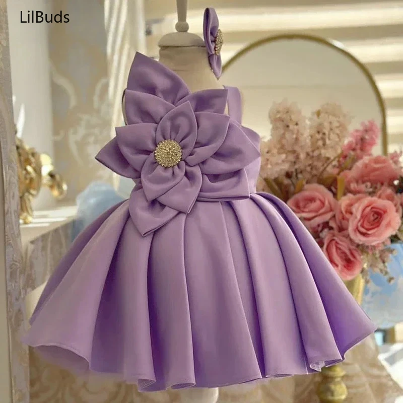 Newborns Elegant Princess Birthday Party Dress for Baby Girls Matching Partywear Children Clothes Beading Outfit Ball Gown Kids