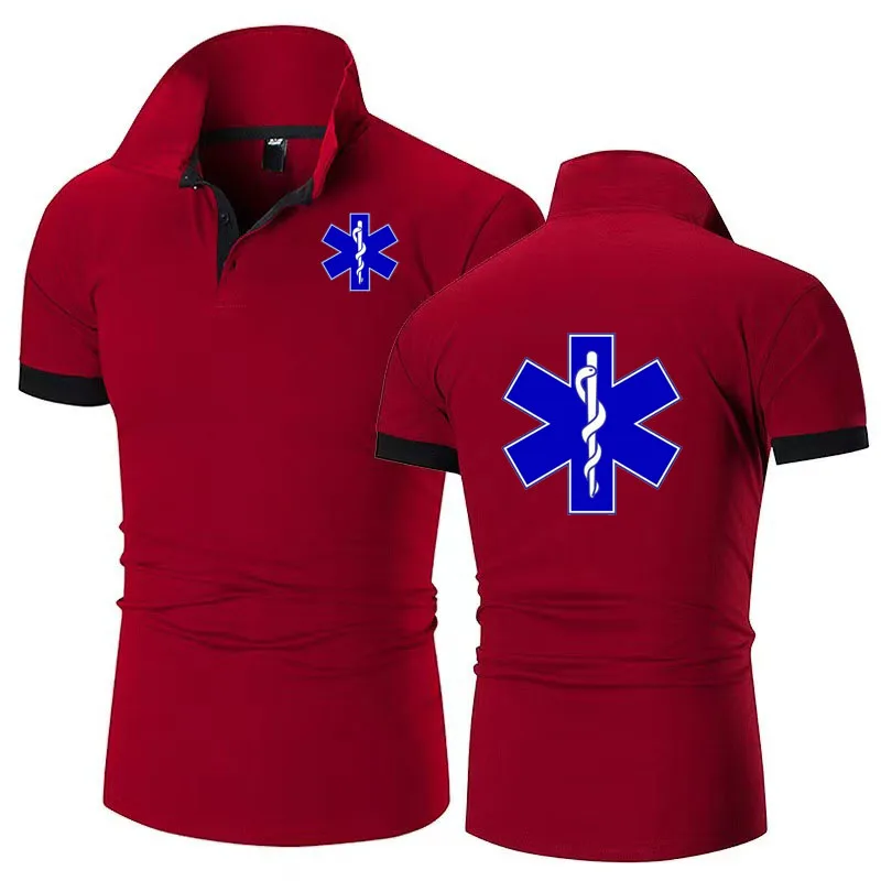 EMT Paramedic Emergency Medical Services polo shirt Men Casual T-shirt High Quality matching color cotton Mans Lapel shirt top