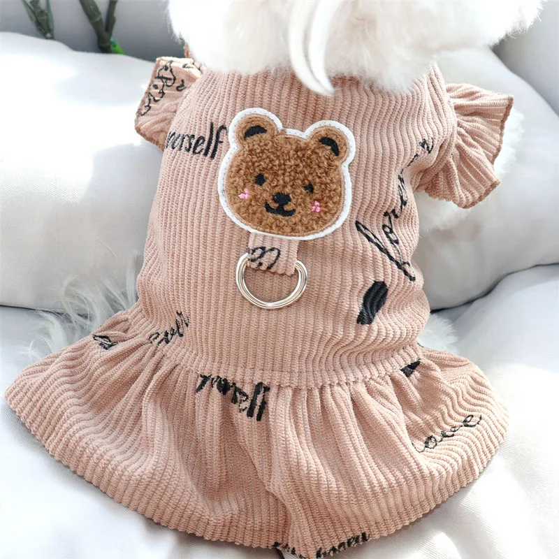 New Pet Skirt Leashable Cat Clothes Puppy Pretty Dress Maltese Breathable Pullover Female Dog Clothes XS-XL