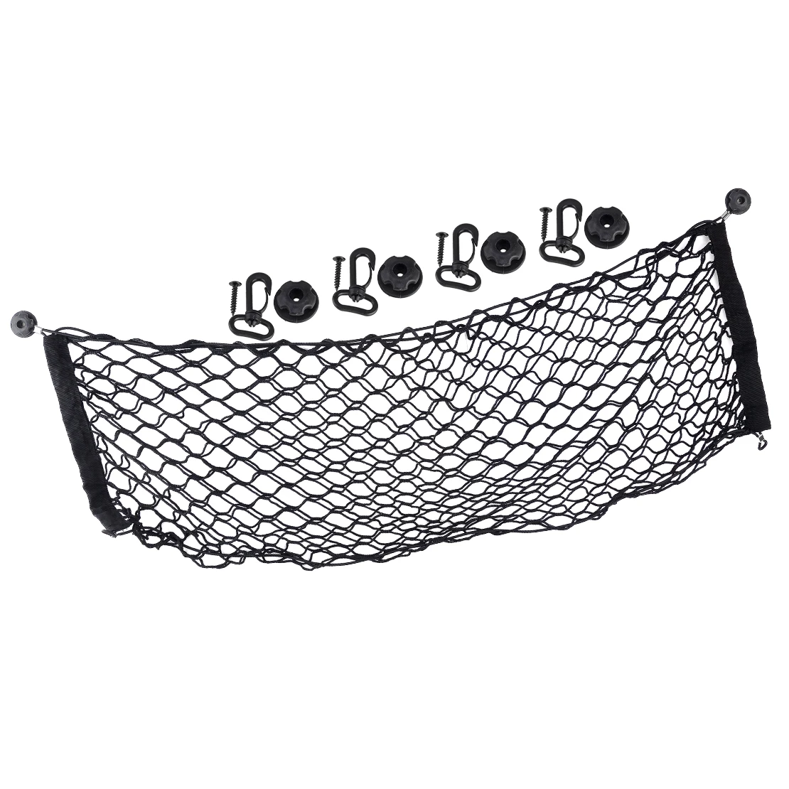 Black Universal Car SUV Envelope Style Rear Trunk Cargo Net Bag Hook Storage Organizer Nylon