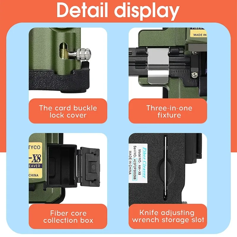 AUA-X8 Automatic Fiber Cleaver Cable Cutting FTTT Fiber Optic Knife Tools saldatura a freddo e Hot Meltin spedizione gratuita