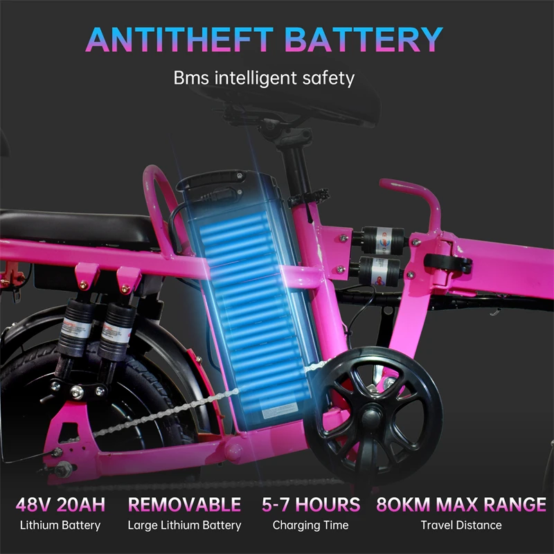 STLF الولايات المتحدة الأسهم دراجة كهربائية للبالغين المراهقين 500 واط دراجة كهربائية قابلة للطي 14 بوصة ركاب مدينة E-الدراجة El Cykel الكهربائية الهجين #5