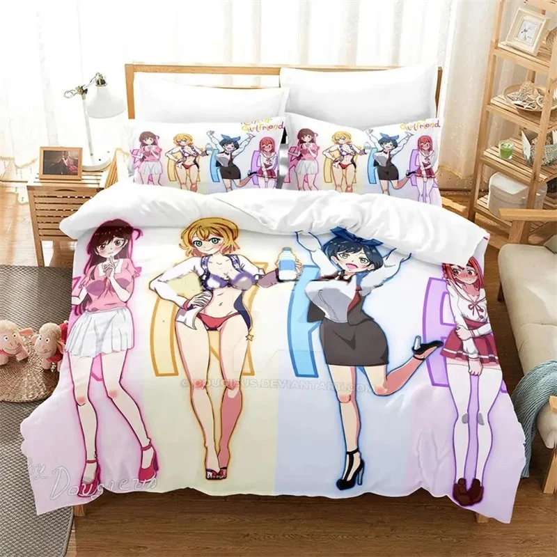 New Anime Kawaii girls Rent-A-Girlfriend Chizuru Bedding Sets,Girls bed supplies set duvet cover bed comforter set bedding set