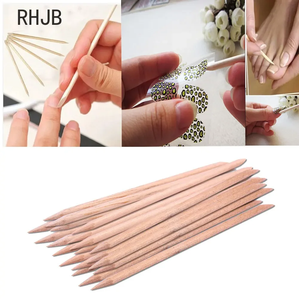 100/ 500Pcs Orange Wood Sticks for Nails Double Sided Cuticle Pusher Remover Nail Art Manicure Pedicure Tool for Manicure Pedicu