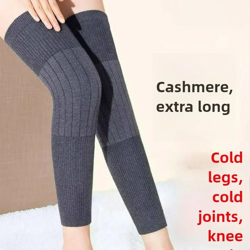 Draagbare warme kasjmier kniebeschermers om oude koude benen warm te houden voor gewrichten voor dames en heren, lange mouwen voor ouderen