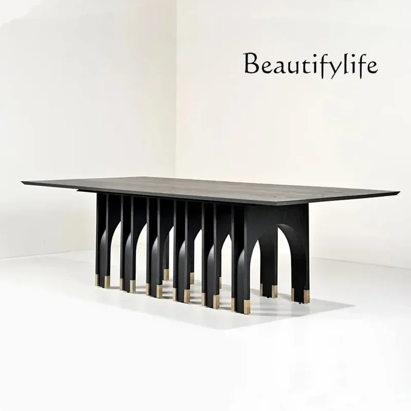 

c Italian high-end light luxury solid wood dining table Modern simple creative hotel club meeting table