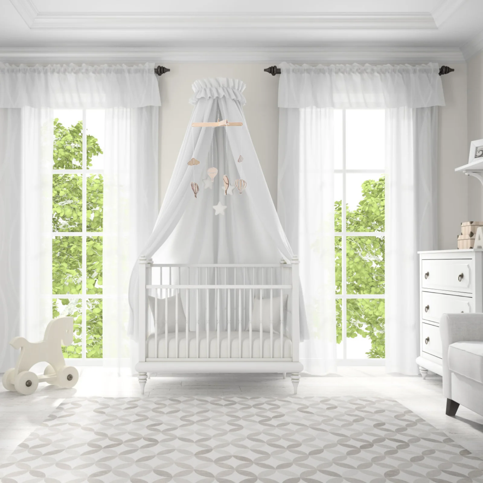 2Pcs Hot Air Balloon Wind Chimes Wooden Baby Crib Decorations Stimulate Baby Gripping Ability Kids Room Ornaments