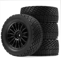 4PCS 80MM Rally Rubber Tires Wheel Rim Set Compatible with 1/10 Off-Road RC Car HSP 94177 HPI WR8 Flux Rally