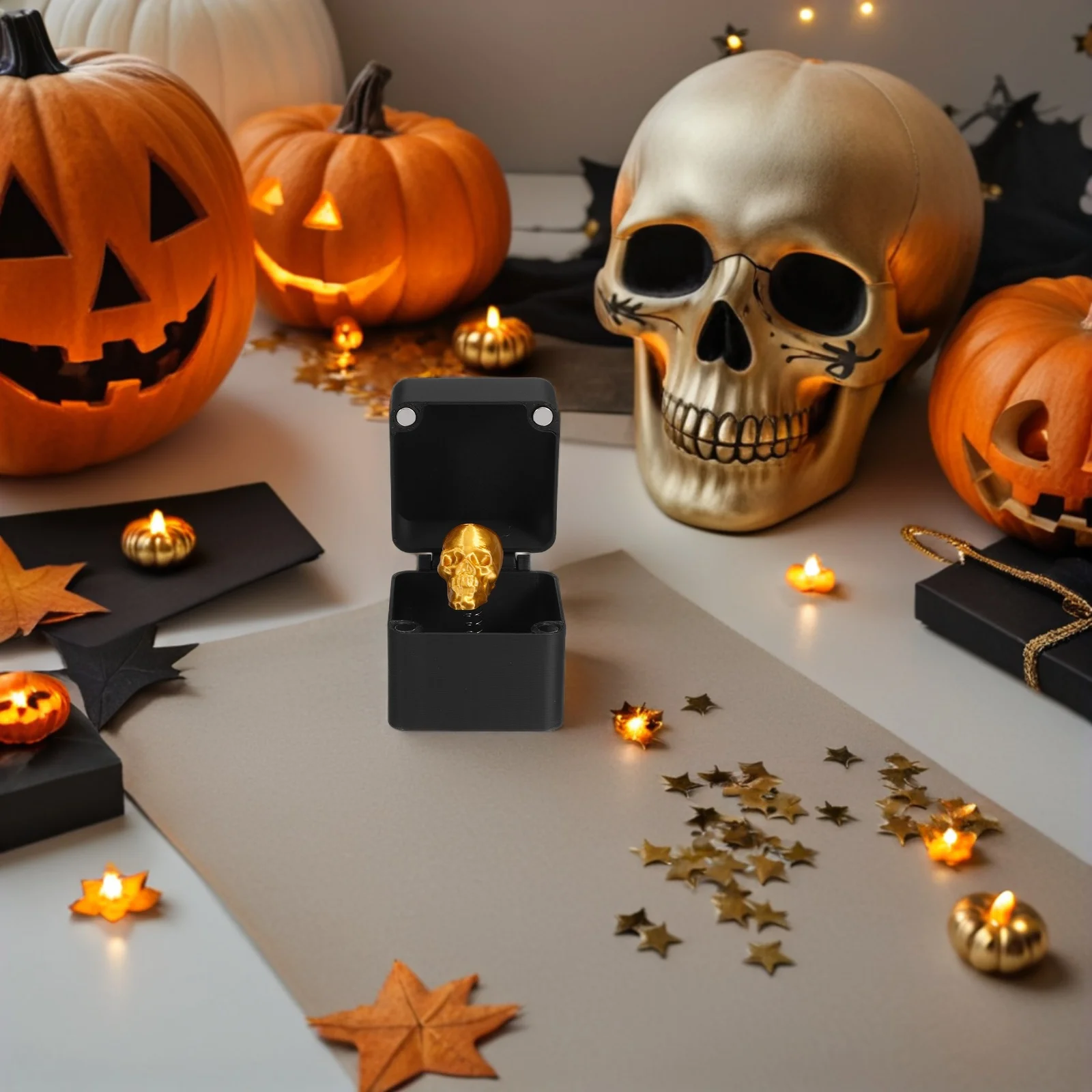 Skull in Box Prank Realistic Fake Scary for Halloween Prank Party Joke April Fools Scare Box Scare Your Friends Toys