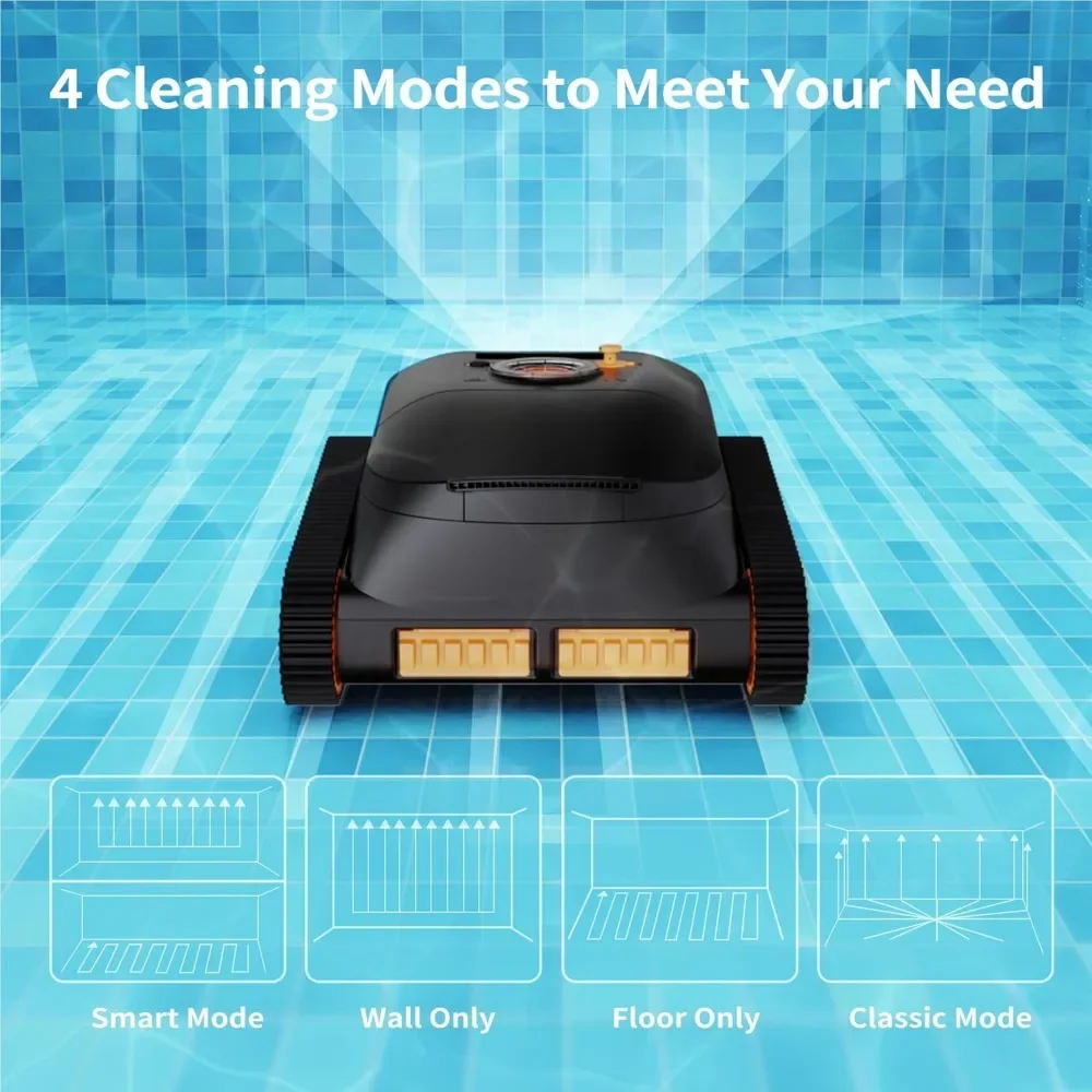 Cordless pool vacuum cleaner for underground swimming pools,running time of 150 minutes, brushless motor, intelligent navigation