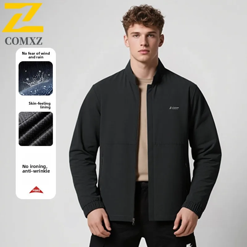 

COMXZ Minimalist Jacket Men Fashion Classic Comfortable Breathable Stand Up Collar Jacket Outdoor Casual Versatile Business Coat