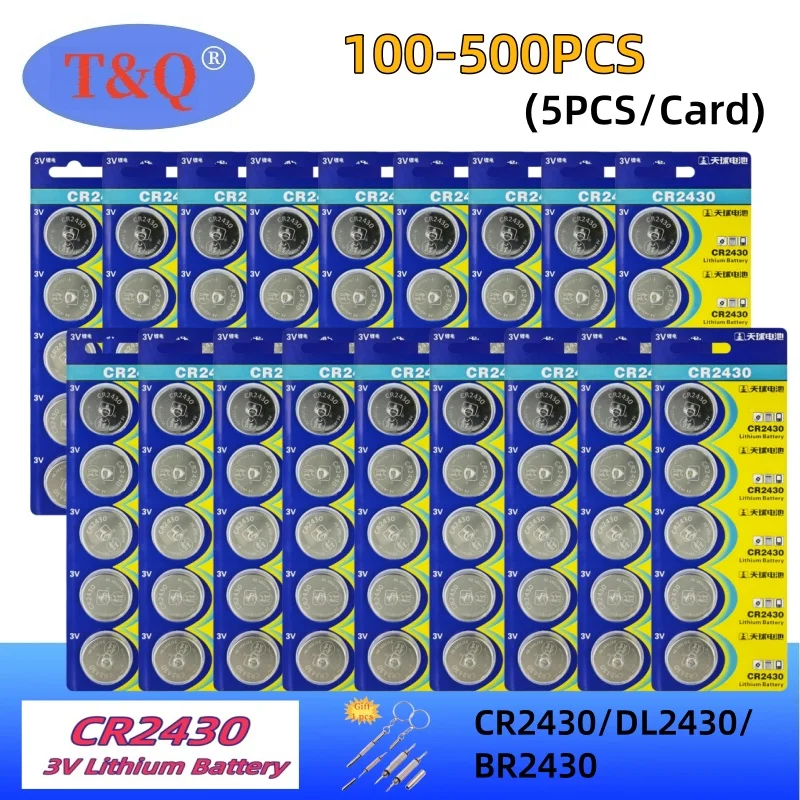 

100-500PCS CR2430 3V Lithium Battery CR 2430 DL2430 BR2430 Button Coin Battery for Key Fob Watch Alarm Clock Remote Control