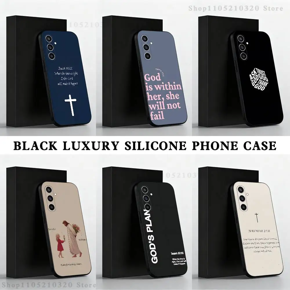 

Jesus Bible Verse Gods Plan Phone Case For Samsung S 25,24,23,22,30,21,10,9,Ultra,Plus,Lite,FE,4,5 G Black Soft Case