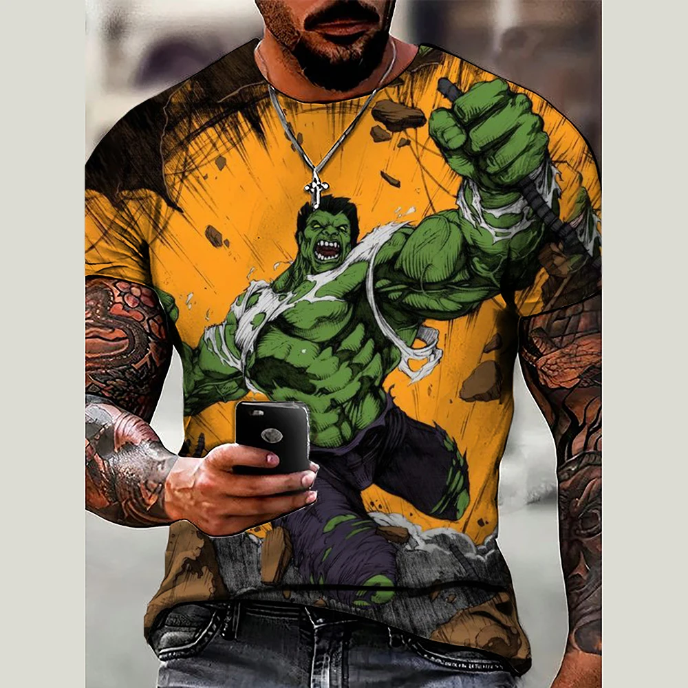 Marvel Hulk print T-Shirt Men Summer O-Neck Pullovers Big Size Short Sleeve Shirt Fashion Tees Oversized Male Clothing Luxury