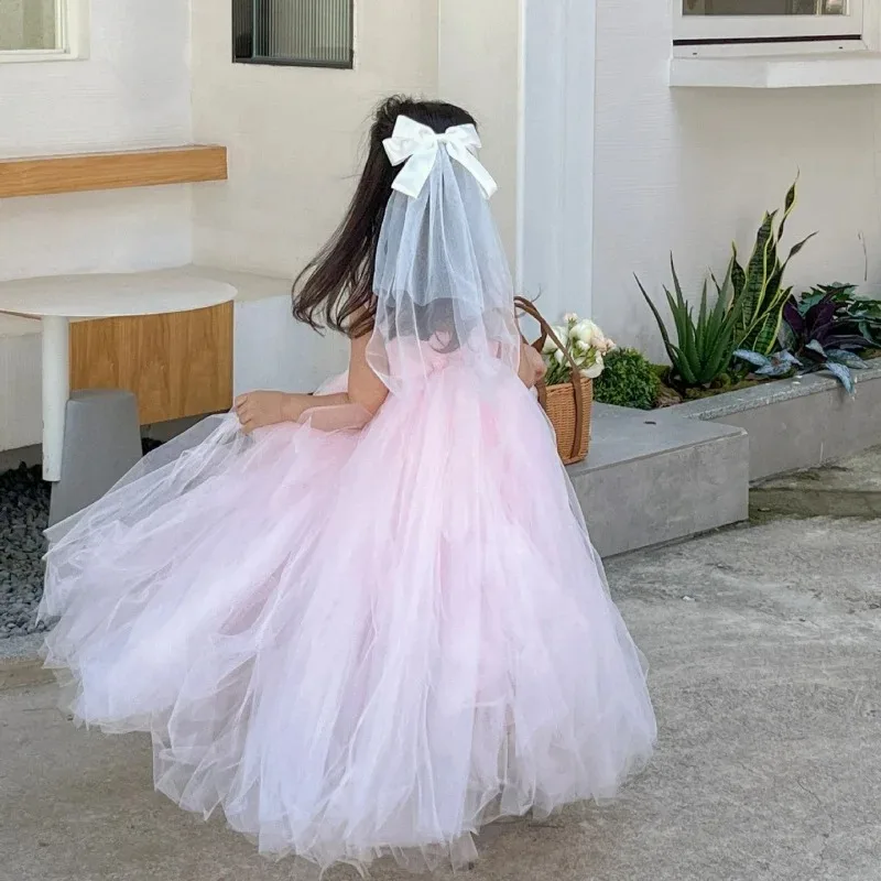

Customized Pink Vintage Lace White Communion Long Sleeve Flower Girl Dresses First for Wedding Ball Gowns