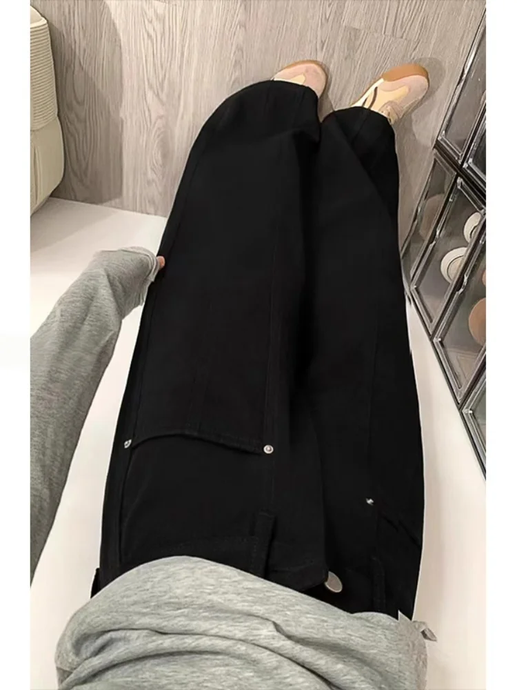 

Прямые джинсы с высокой талией на подкладке, свободные удобные брюки больших размеров для женщин с грушевидным вырезом