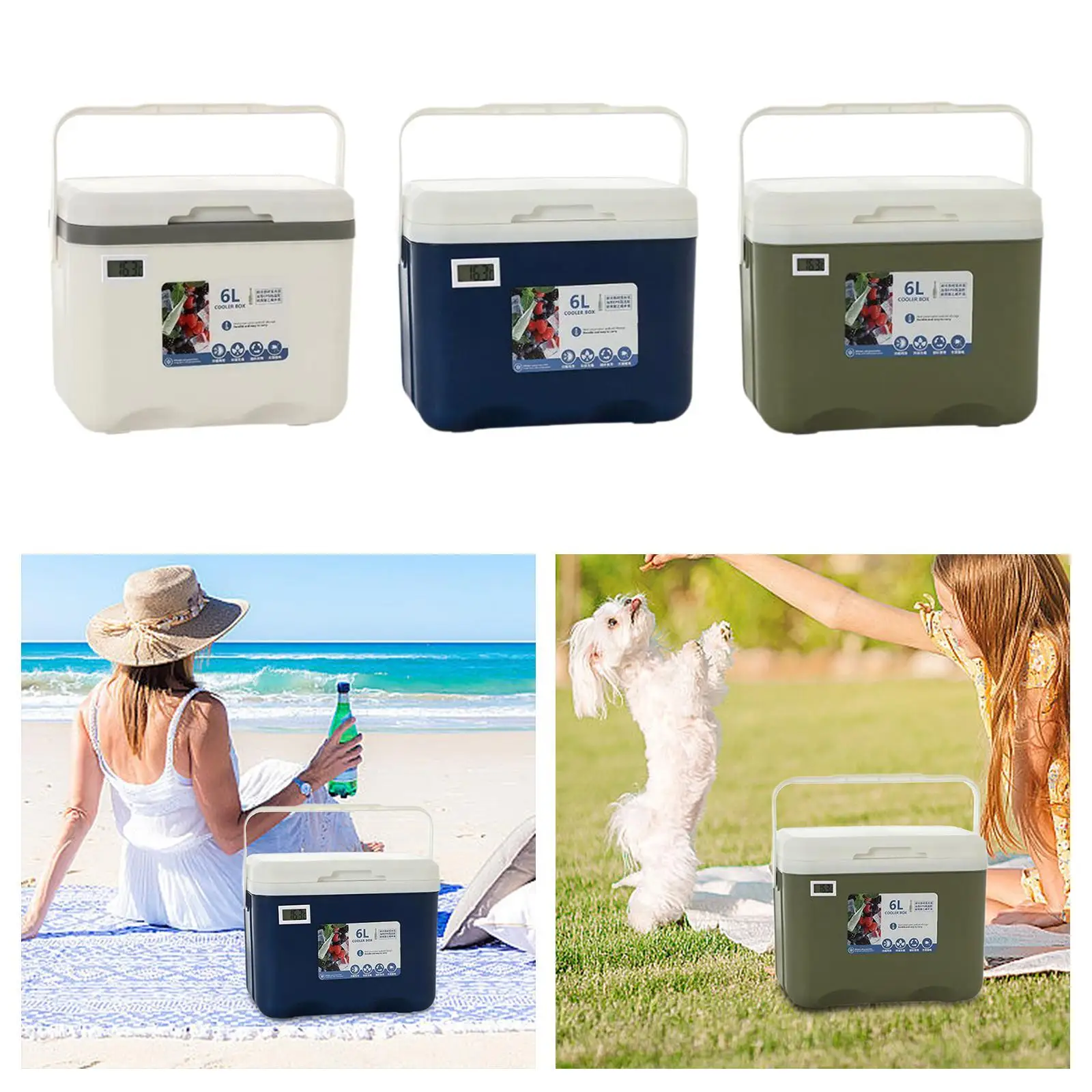 

Cooler Box Portable 6L Cold Storage Insulated Box for Party Camping Picnic