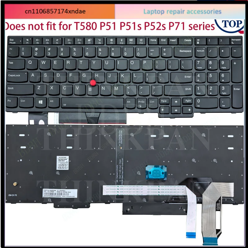 US Backlit keyboard w/ Pointer for For For Lenovo ThinkPad E580 E585 E590 E595 L580