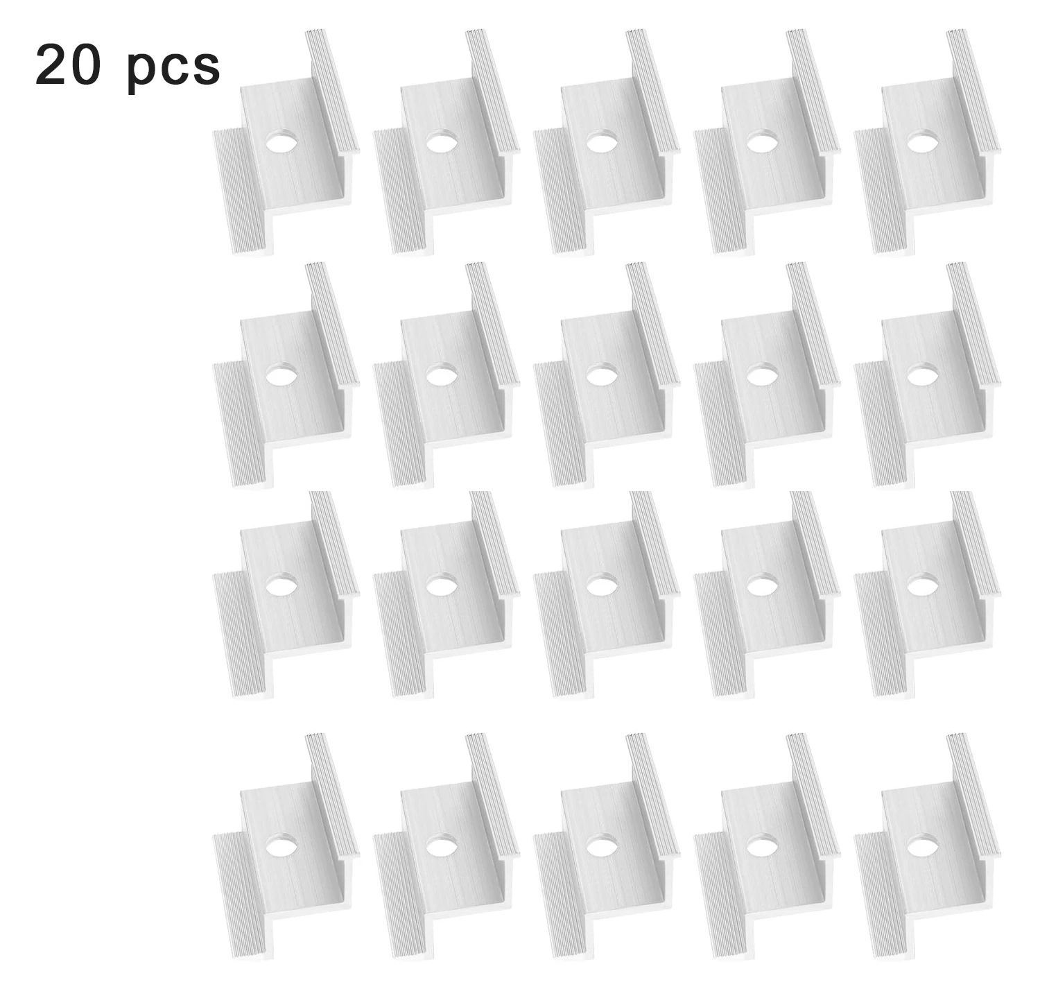 

20Pcs Aluminium End Clamp Replacement Solar Panel Mount Solar Photovoltaic Mounts Accessories for Motorhomes Houses Boats Silver