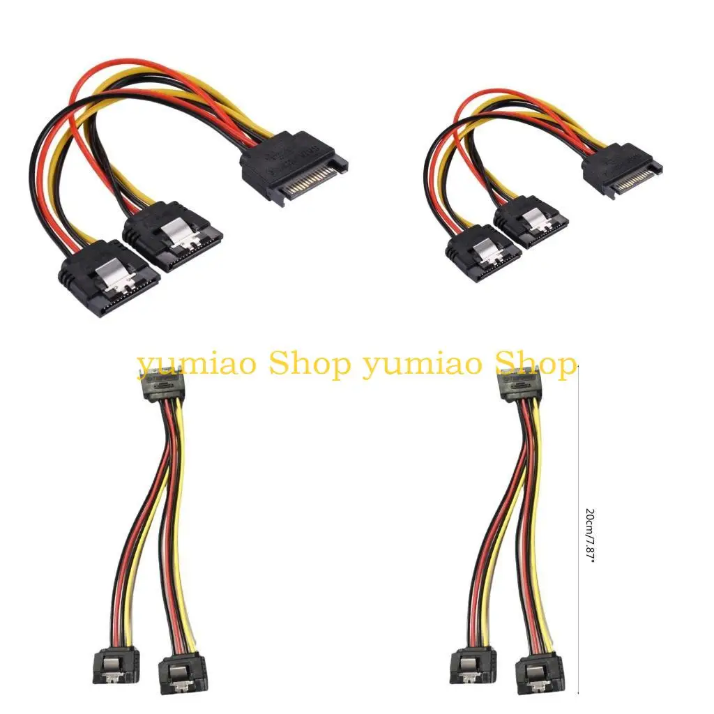 587B Power Splitter, 15 Pin Male to Dual 15 Pin Female Splitter Cable Adapter for Hard Drive HDD SSD