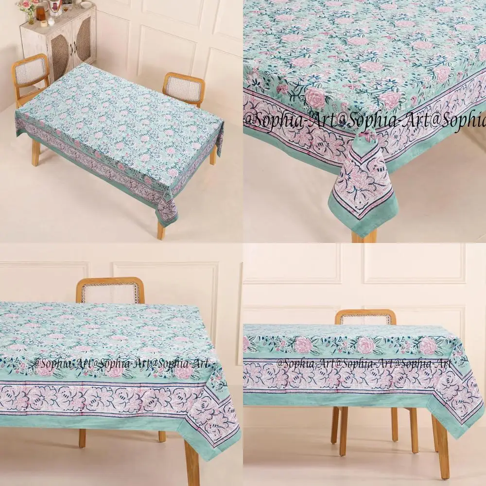 

Прямоугольная уличная хлопковая скатерть 72x108 дюймов, 8-местная, с ручным принтом, подходит для патио, кемпинга, праздничной вечеринки, W