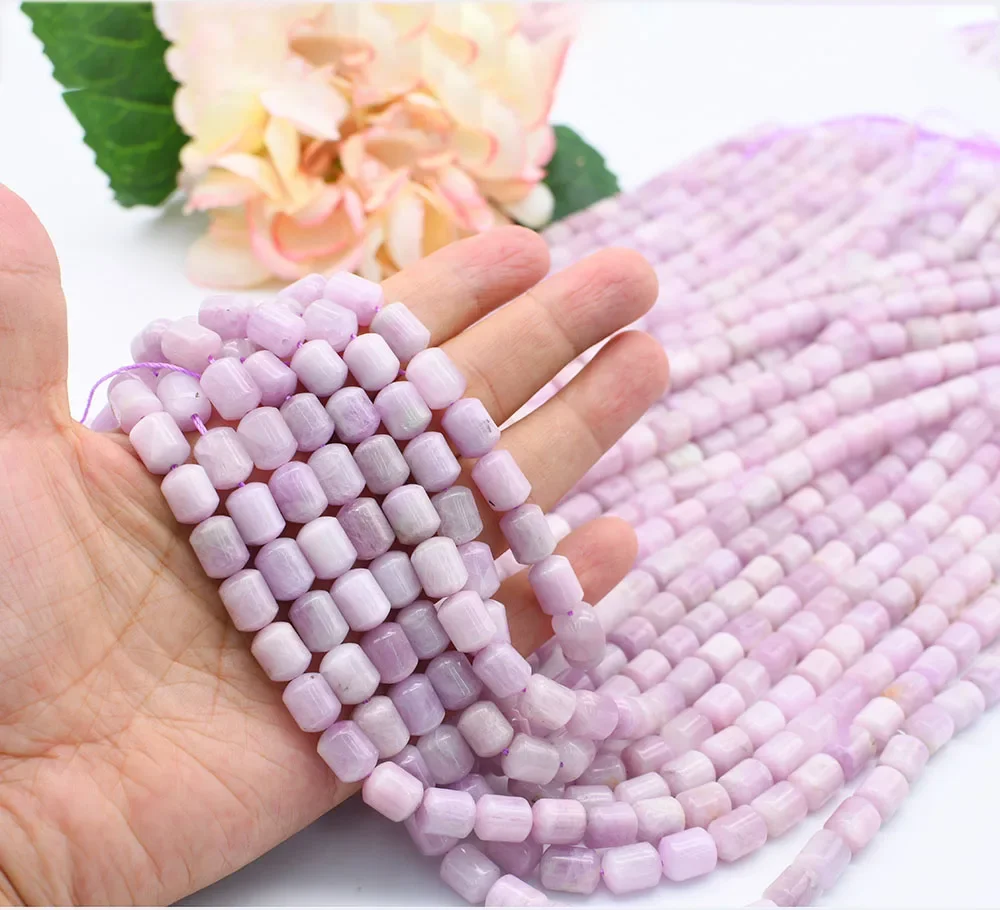 

AAA Top Grade Natural Smooth Kunzite Cylindrical shape stone beads For DIY Bracelet Necklace Jewelry Making Strand 15"