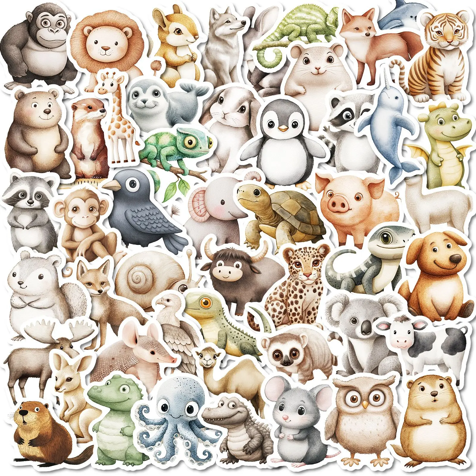 50 Uds. Pegatinas de animales 3D para decoración de ordenador portátil DIY pegatinas DIY de pingüino Koala para papelería de cuaderno