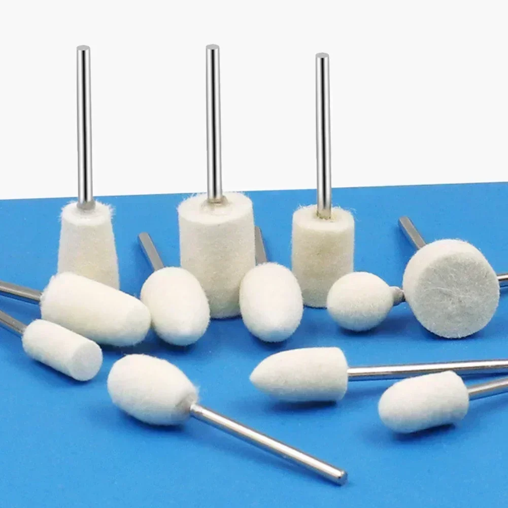 12Pcs Wool Polishing Wheels 2.35mm Shaft For Mini Rotary Tool Compatible Buffing Wheels For Metal Ceramic Glass Jewelry
