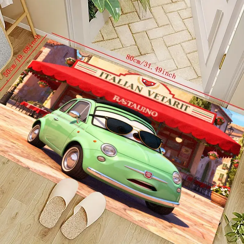 

1 шт. Disney Pixar Cars Luigi Cartoon Green Fiat 500 итальянский автомобильный нескользящий впитывающий напольный коврик с принтом, декоративный коврик для двери