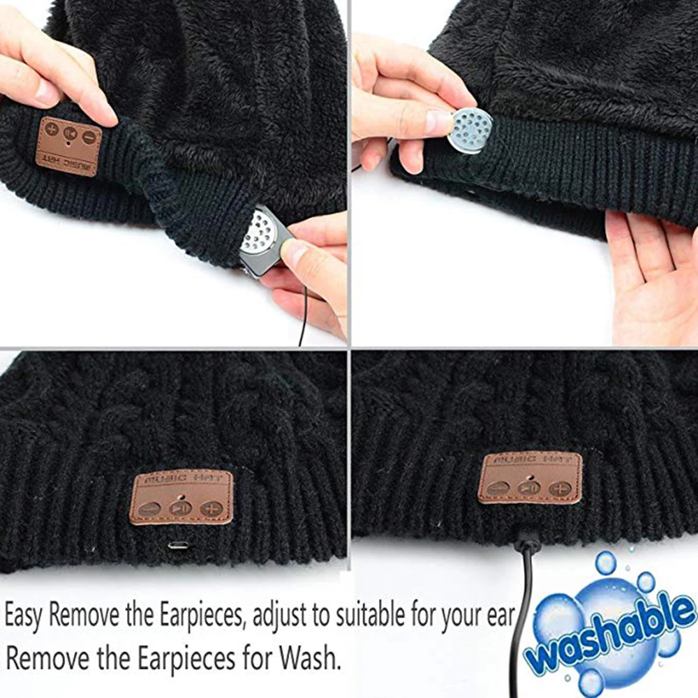 Chapéu com fones de ouvido sem fio embutidos, gorro, alto-falante musical, gorro grosso quente, homens e mulheres, fone de ouvido, inverno