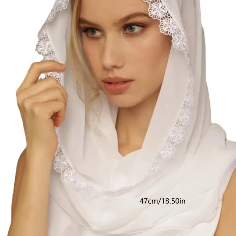 New Bride Lace Trim Veil for Summer Wedding Sunproof Headscarf with Floral Pattern