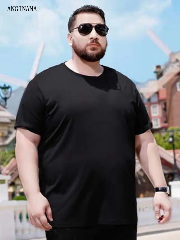 Large Size 15XL 210KG Men\'s T-Shirt big size 14XL 8XL 10XL 12XL summer Short Sleeve Round Neck Loose Casual Black Gray White