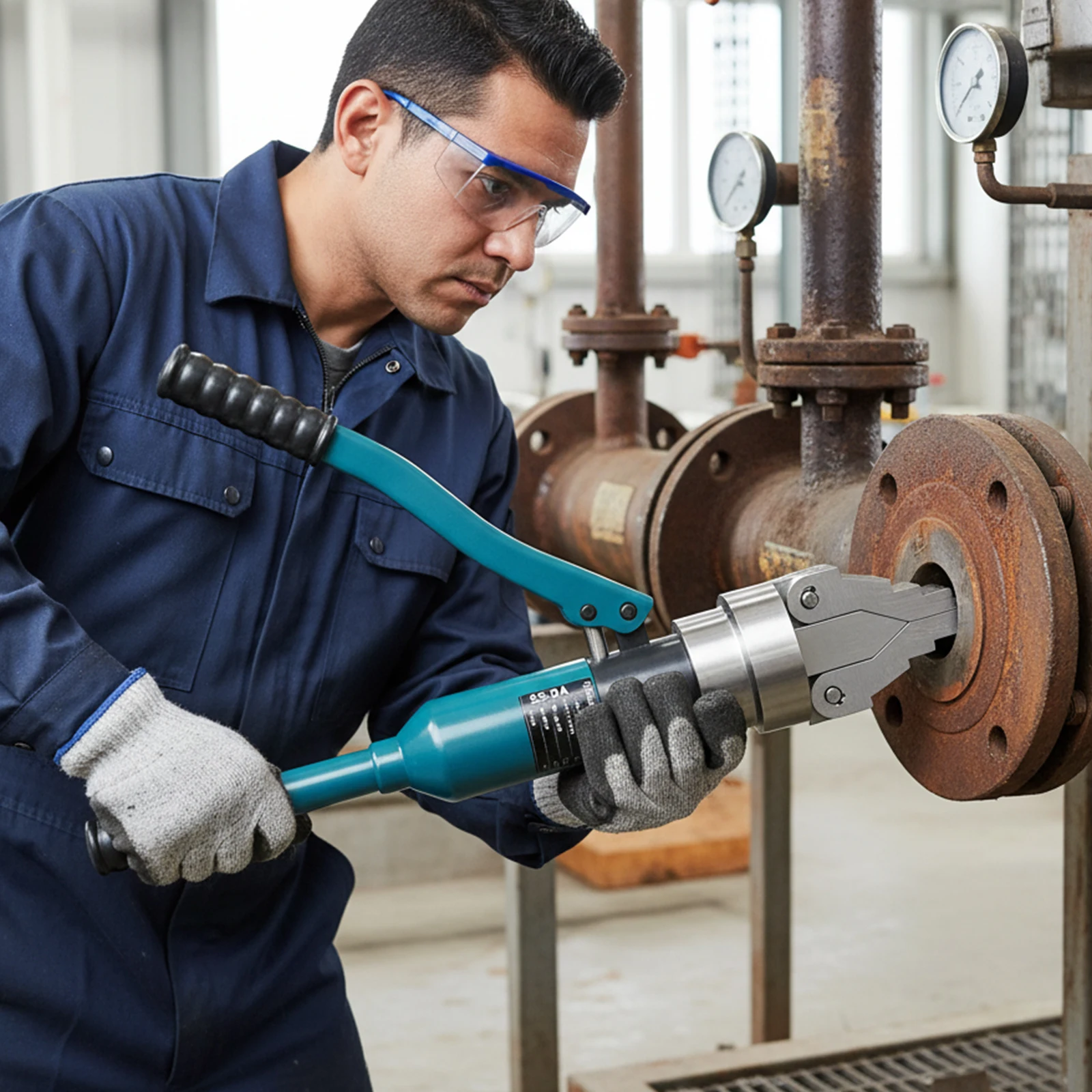 12-Tonnen-Hydraulikverteiler, Flanschöffner und Mutternverteiler YQ-55, integriertes Design mit Aufbewahrungskoffer für Industriepfeifen – Detail 3