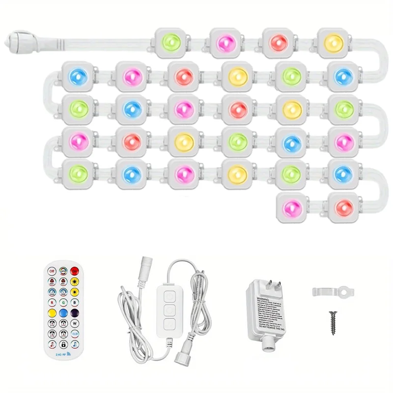 RGB 스마트 크리스마스 조명 스트링, 길이 196피트, 120개의 색상 조절이 가능한 LED 전구, 영구적인 실외 분위기 조명 장치