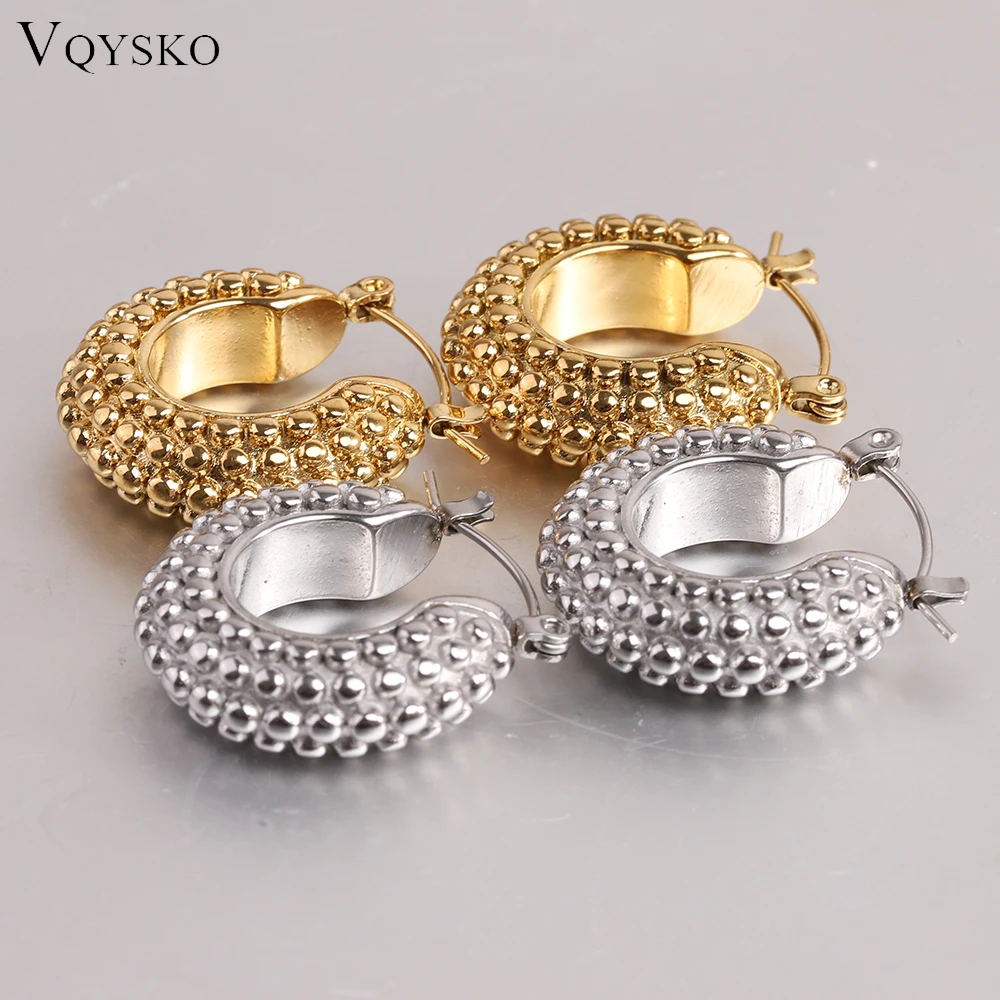 VQYSKO Wave Point Texture Earrings U-shaped Hoop Earrings Christmas Gift Women\'s Jewelry for Her