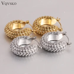 VQYSKO Wave Point Texture Earrings U-shaped Hoop Earrings Christmas Gift Women's Jewelry for Her