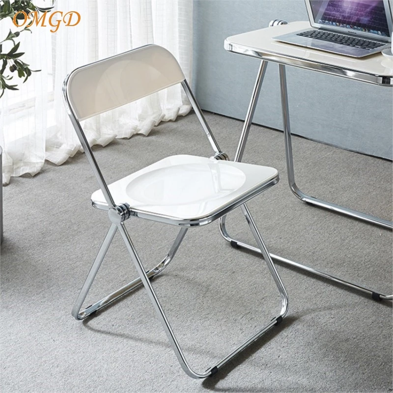 OMGD Folding Chair Office Conference Chair Leisure Restaurant Modern Backrest Chair Acrylic Transparent Table And Chair Set