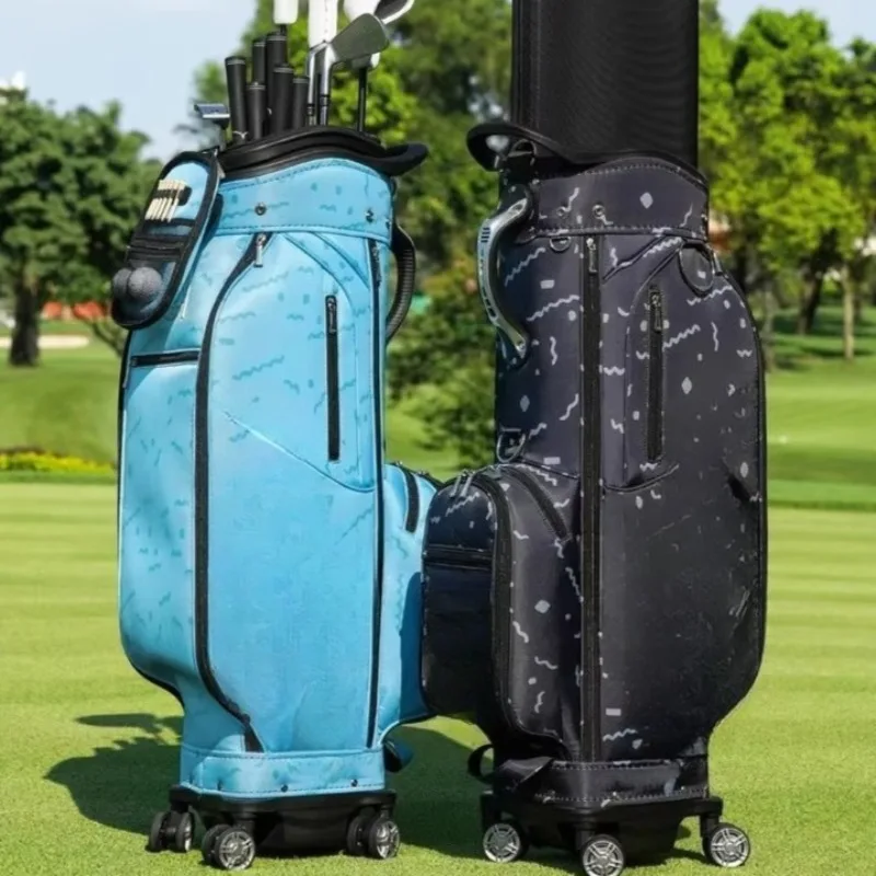 Golf Bag With Four Wheels Large Storage Space Hold Full Club Set Easy Transport Convenient Carry For Golf Lover And Hobby Player